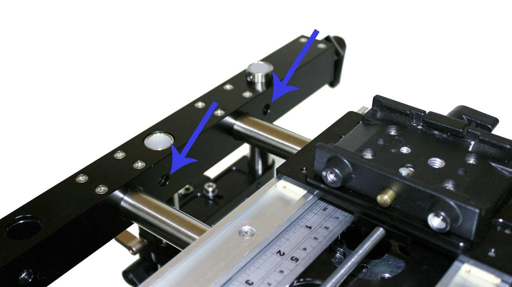 The safety stop screw will prevent the lower camera platform assembly from dropping out of the square rail while you tighten the two allen (hex)