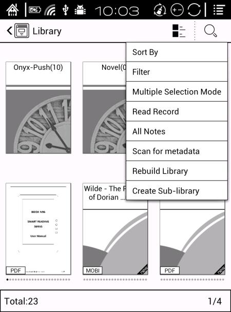 Rebuild Library will let the device scan all documents and rebuild Library lists.