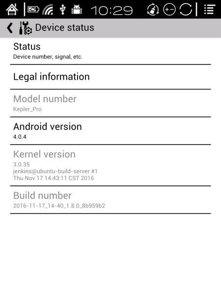 10.5 About More information about the devices are listed here, including system update, notification, battery