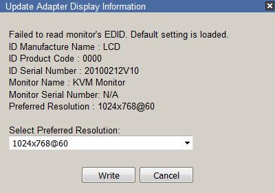 Adapter Display Info button will query the local monitor s EDID information and update it on the Adapter Cable.