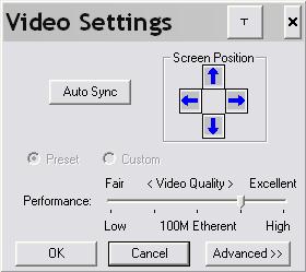 Chapter 5. The User Interface Video Settings Clicking the Hammer icon on the Control Panel brings up the Basic Video Settings dialog box with basic settings.