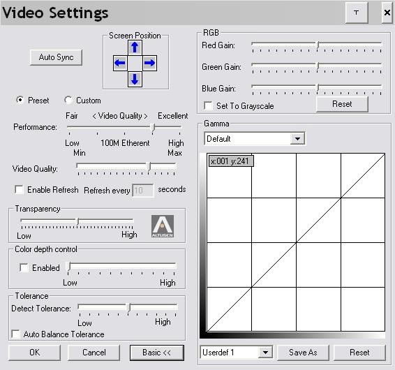 Advanced Video Settings The meanings of the video adjustment options are given in the table: Options Screen Position Auto-Sync Usage Adjust the horizontal and vertical position of the remote server