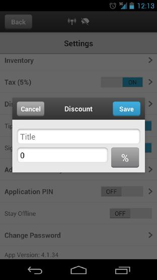 Add new item information: o Photo o Item name o Amount per item o Description o Tax or not tax o SKU number Tap Save (Figure 18). Modify an Inventory Item Tap on the item to be modified.