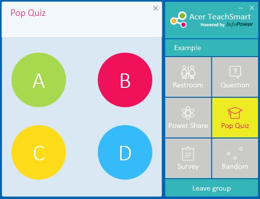 40 - Acer TeachSmart list of group members and as a pie chart. Select the sort icon to sort group members according to their response.