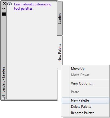 Creating a Custom Tool Palette (cont d...) Create a Blank Tool Palette [Option 2] 1.