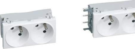 The connection bridges must snap into place. (a) Connection bridge (b) Contact pin Only in the first socket outlet module is the connection cable inserted into the plug-in terminals.
