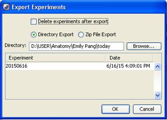 on the Experiment Export >