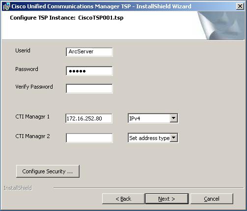 8. In the case of multiple instances being selected, the remainder of the installation wizard requests details about the first TSP instance. 9.