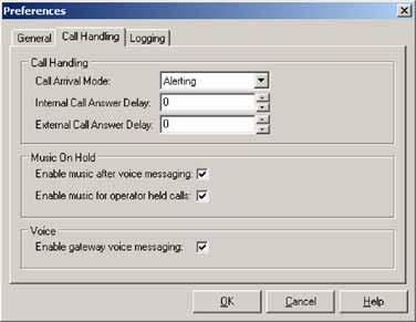 2. If you require Music on Hold this must be set on the server. Select Configuration > Preferences > Call Handling. 3.