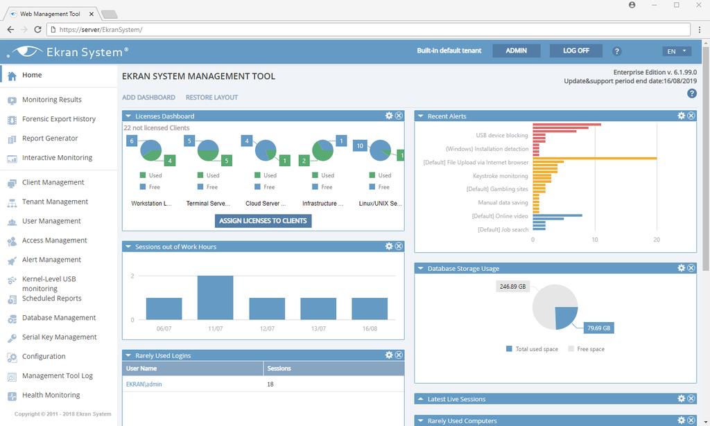 Management Tool You can manage the whole system via