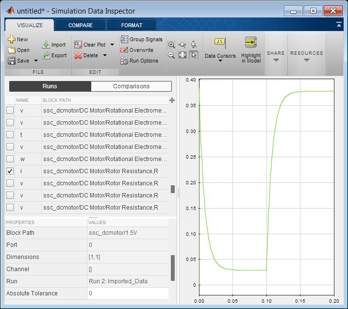 Simscape Logging in Simulink Data Inspector Simscape results can be imported
