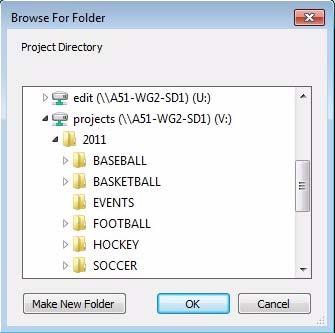 2 Media Composer Editing Selecting the Proper Folder Location The following illustration shows the generic folder organization of projects on the ISIS projects workspace organized by year, then