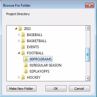 Media Composer Project Selection The following illustration shows a folder organization example for EVENTS with a