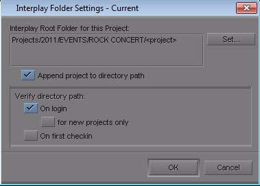 Interplay Folder Settings Interplay Folder Setting - Events To change the default settings, change the view in the project window to Settings and select Interplay Folder.