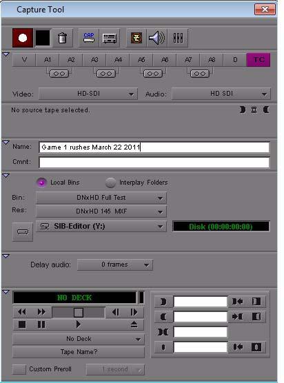 2 Media Composer Editing Capture Tool The Capture Tool is used for ingesting a wide variety of tape