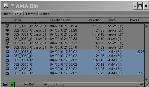 Once the consolidate operation is finished, the new clips appear in the AMA bin (as shown below and represented by the.new clips) 7.