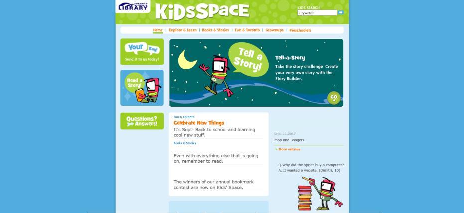Low-Level Evaluation I have chosen to make a low-level evaluation of the Kids Space page found within the Toronto public library website.