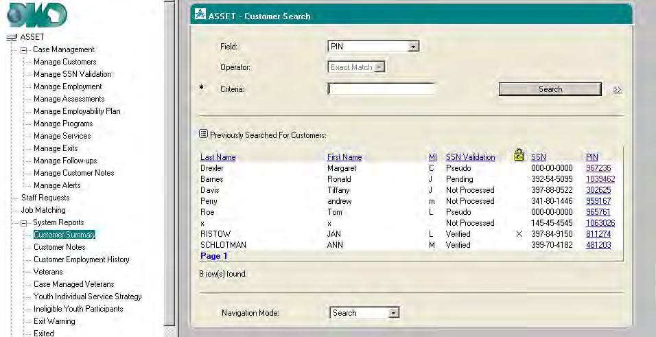 ASSET SYSTEM REPORTS 5-1 CUSTOMER SUMMARY REPORT The Customer Summary Report gives workers a summary of a specified customer record.