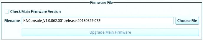 5. Navigate to the directory that the new firmware file is in, click to select the file and click Open. The file will be displayed in the Filename field of the configuration page as shown below: 6.