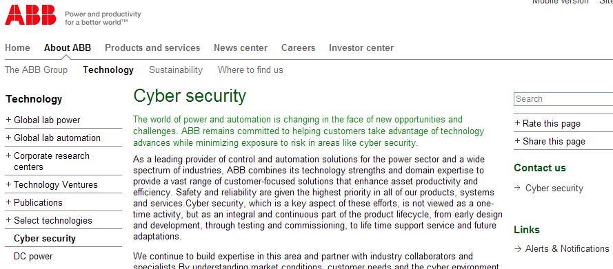 Communication Inform those who need to know in case of problems SD 3 + C Design Default Secure in Deployment Reporting a suspected problem: ABB Customer: Your regular ABB contact Others: www.abb.