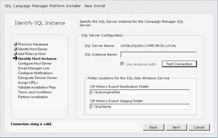 Step 6 Identify SQL Instance This screen is used to assign the SQL Server instance where it is not the Default.