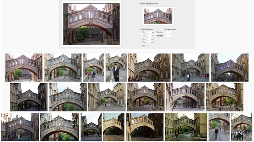 Fig. A.1 Video search: searching landmarks within the Oxford building [69] test collection.