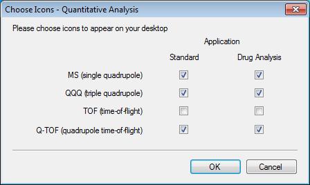 For example, to start a Quantitative Analysis session for Triple Quadrupole Data in the Drug Quant workflow mode you would click the desktop icon labeled Drug Quant (QQQ).