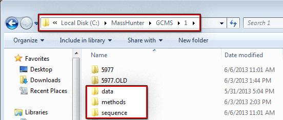 For each instrument you configure, MassHunter GCMS Acquisition will create a numbered directory corresponding to the instrument number (drive:\mass- Hunter\GCMS\1 for example).