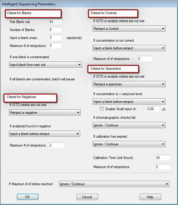 3. Create the Data Acquisition Method Step 4: Complete the Intelligent Sequencing parameters Step 4: Complete the Intelligent Sequencing parameters You may access this dialog box at any time by