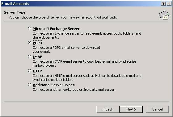 Microsoft Outlook XP 2003 1. From the "Tools" pulldown menu select "E-mail Accounts".