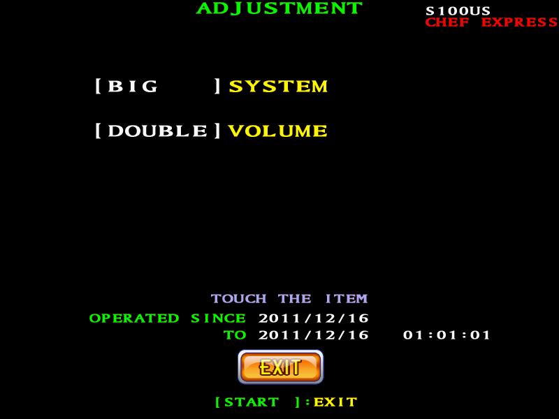 7.1.1 Adjustment The [Adjustment] menu provides the options to set up the volume and bill acceptor settings.