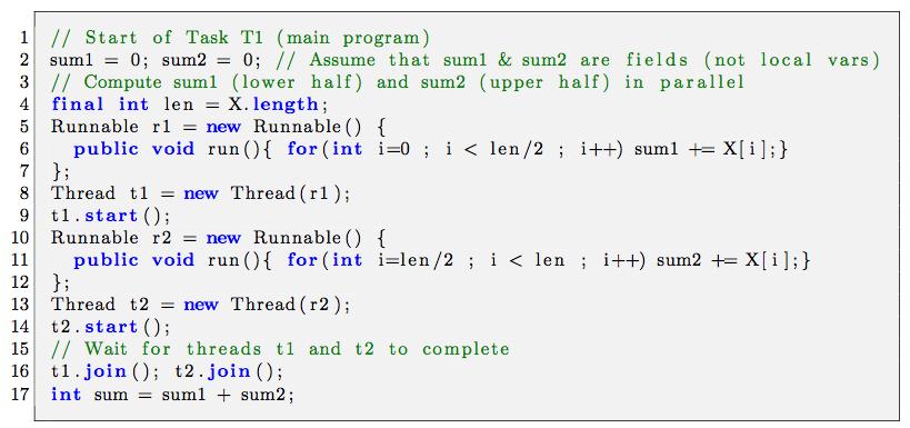 Two-way Parallel ArraySum using Java threads (Recap from Lecture 27) Thread.start() and Thread.