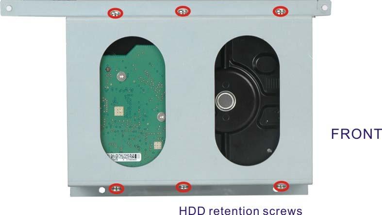 Insert the four previously removed retention screws into the top of the HDD bracket (Figure 0).