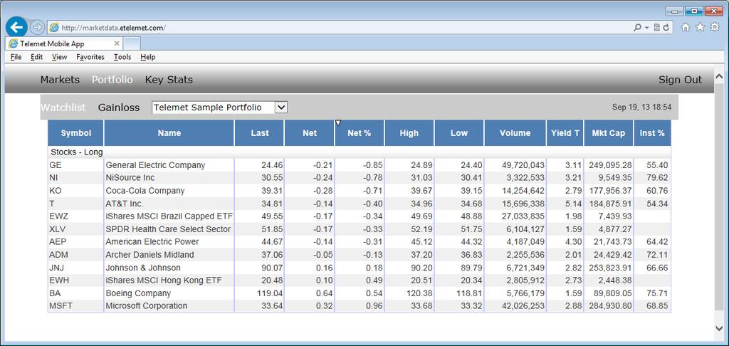 Portfolio Watchlist View Link in your desktop portfolios and lists and view as a