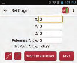 [6] Measure from center of laser to ground and enter value. [7] If using a non-reflective target, measure center of target to ground and enter value, then tap. If not using a target, leave value at 0.