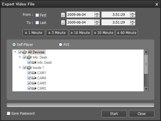 inex Standard Exporting as a Self-Player File The recorded video is exported as a self-player file (.exe). From, To: Enter the date and time of video to export.