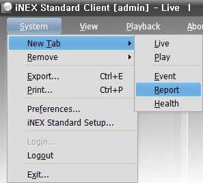 inex Standard Chapter 10 Log Search You can search log entries for the inex program and the network video devices. First, run the Client program (default user ID: admin, default password: 12345678).