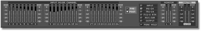 5 VGA Main Display Home Screen input channel levels signals as they come into or exit the 24 input channels.