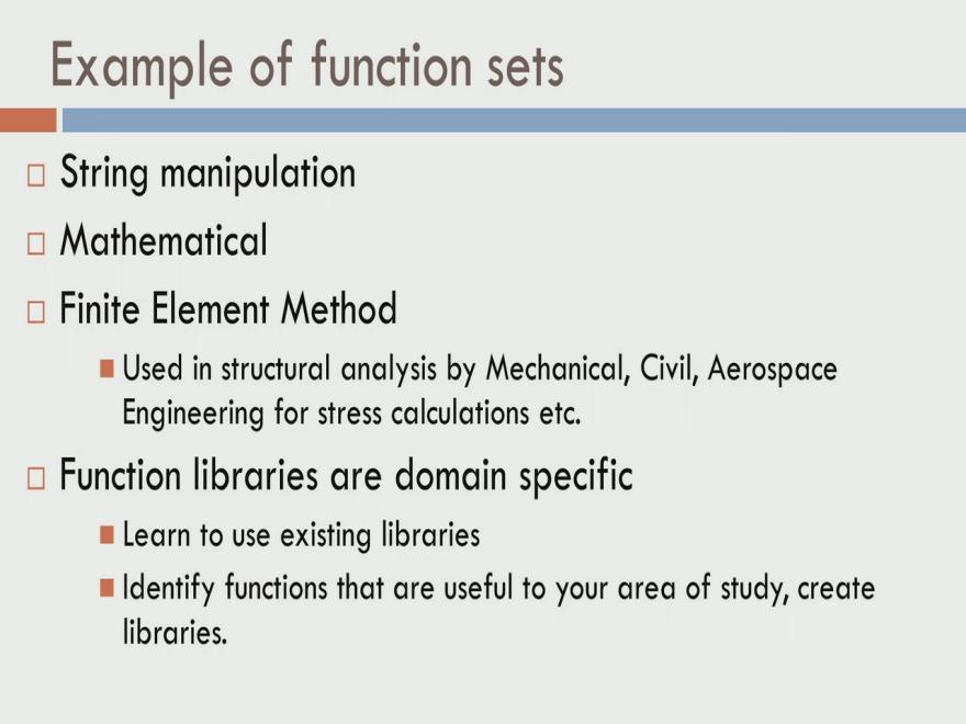 (Refer Slide Time: 07:40) So, what kind of functions are there in C? There are several functions available in C for string manipulation; this is a very common thing.