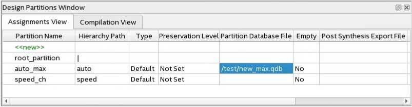 To reuse an exported design partition in another project, you assign the exported partition.