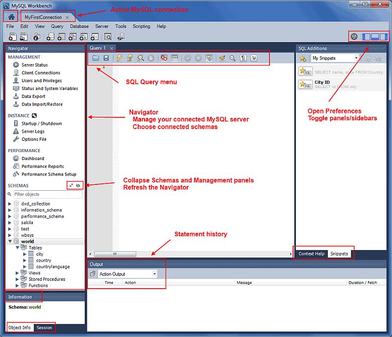 SQL Editor GUI Executing a SELECT query will display the associated result set in the SQL View panel, directly below the SQL Query panel.