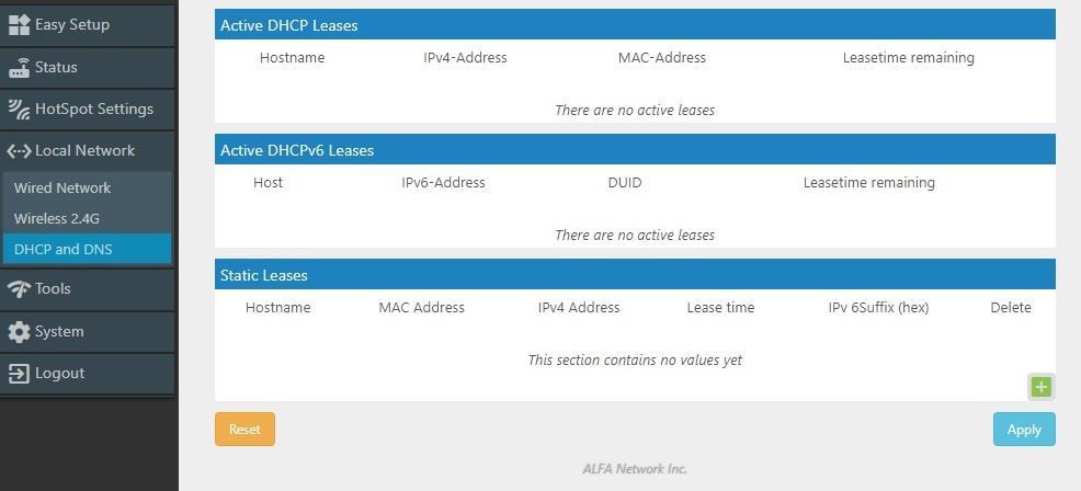 DHCP and DNS Active DHCP Leases: