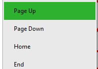 Page up or Page down or Home or End,e.g. Click toolbar button Page up page down.