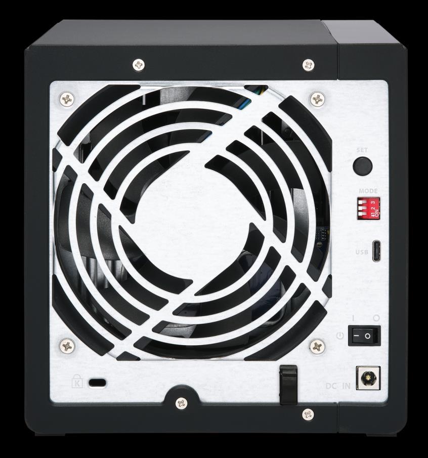 TR-004 rear view 12CM smart fan 5-speed automatic fan control based on drive and system temperatures Kensington security slot SET/Confirm button Press n hold for 3 seconds until a beep and wait for