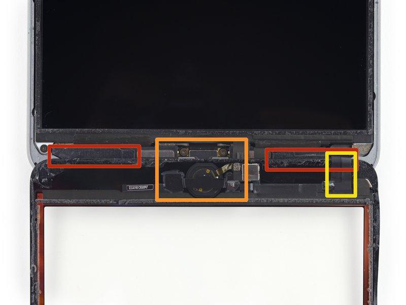 There are quite a few things to avoid beneath the lower bezel, so study the third image closely: Antennas Home button cavity