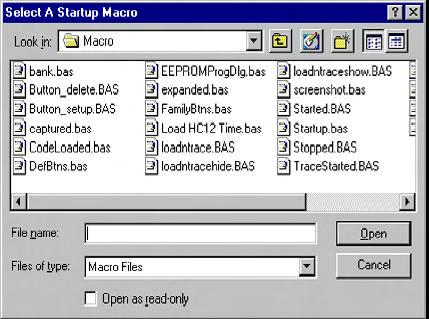 Chapter 2 Nohau EMUL12D-PC: The Software Parts: Selecting the Startup Macro When Sehau is started, the file seehau.ini specifies the macro file that will be executed to configure the emulator.