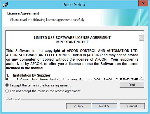 6 Read the license and click on the I accept the terms in the license agreement option