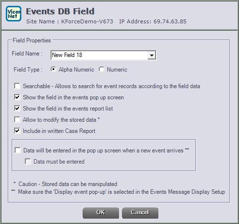 19. The drop down menu lists all the fields that are pre-defined for the specific system; for example the license plate recognition driver will list: Lane, Plate number and other fields.