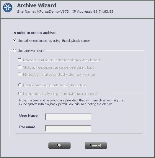 Configuring Archives ViconNet provides two methods of saving selected files in archives. The advanced method is created through the playback screen and is done directly from the Navigation screen.
