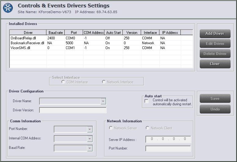 Configuring an External Control After the appropriate driver has been installed, the controls can be configured through the Controls & Events Drivers option in the System Settings window.